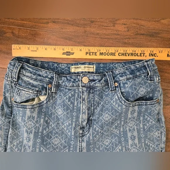 Rock And Roll Hooey Aztec High Rise Trouser Jeans Womens Size 33x32 Western - Picture 10 of 10